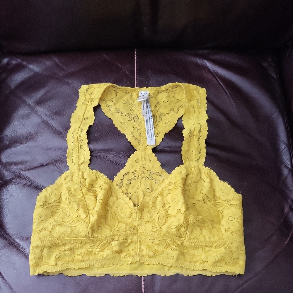 Free People Yellow Lace Bralette